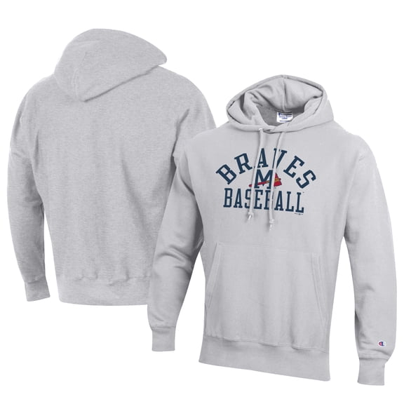 Men's Champion Gray Mississippi Braves Baseball Reverse Weave Pullover Hoodie