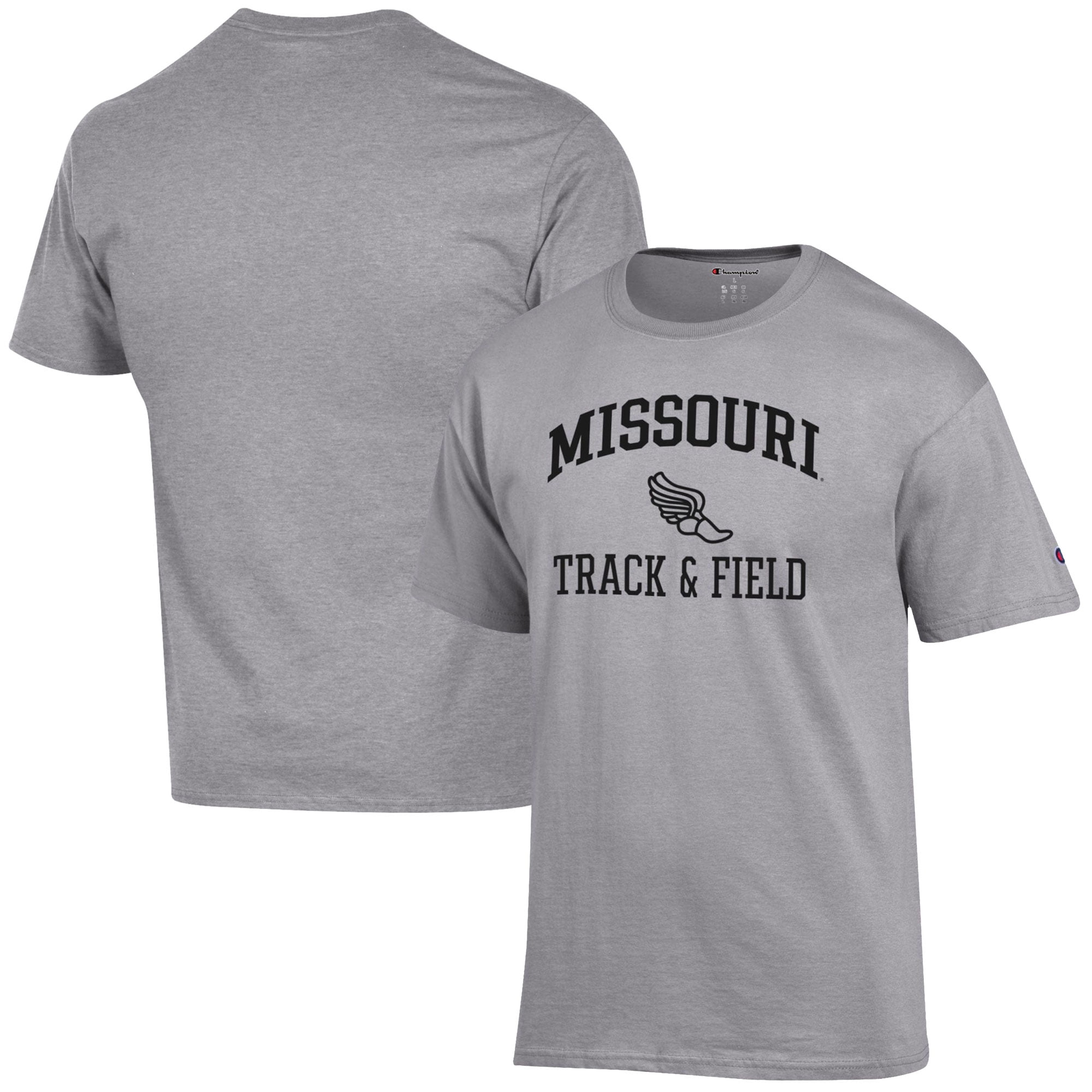 Men's Champion  Gray Missouri Tigers Track & Field Icon T-Shirt