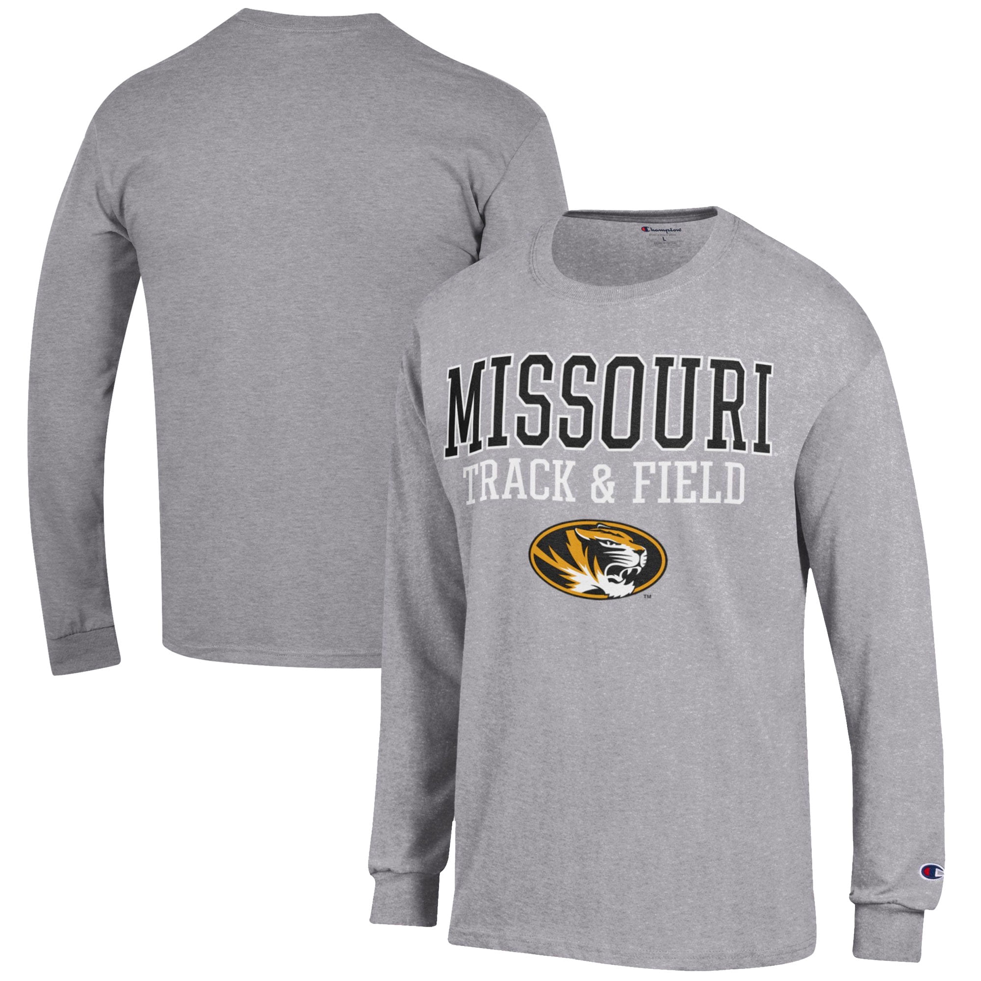 Men's Champion  Gray Missouri Tigers Track & Field Stack Long Sleeve T-Shirt
