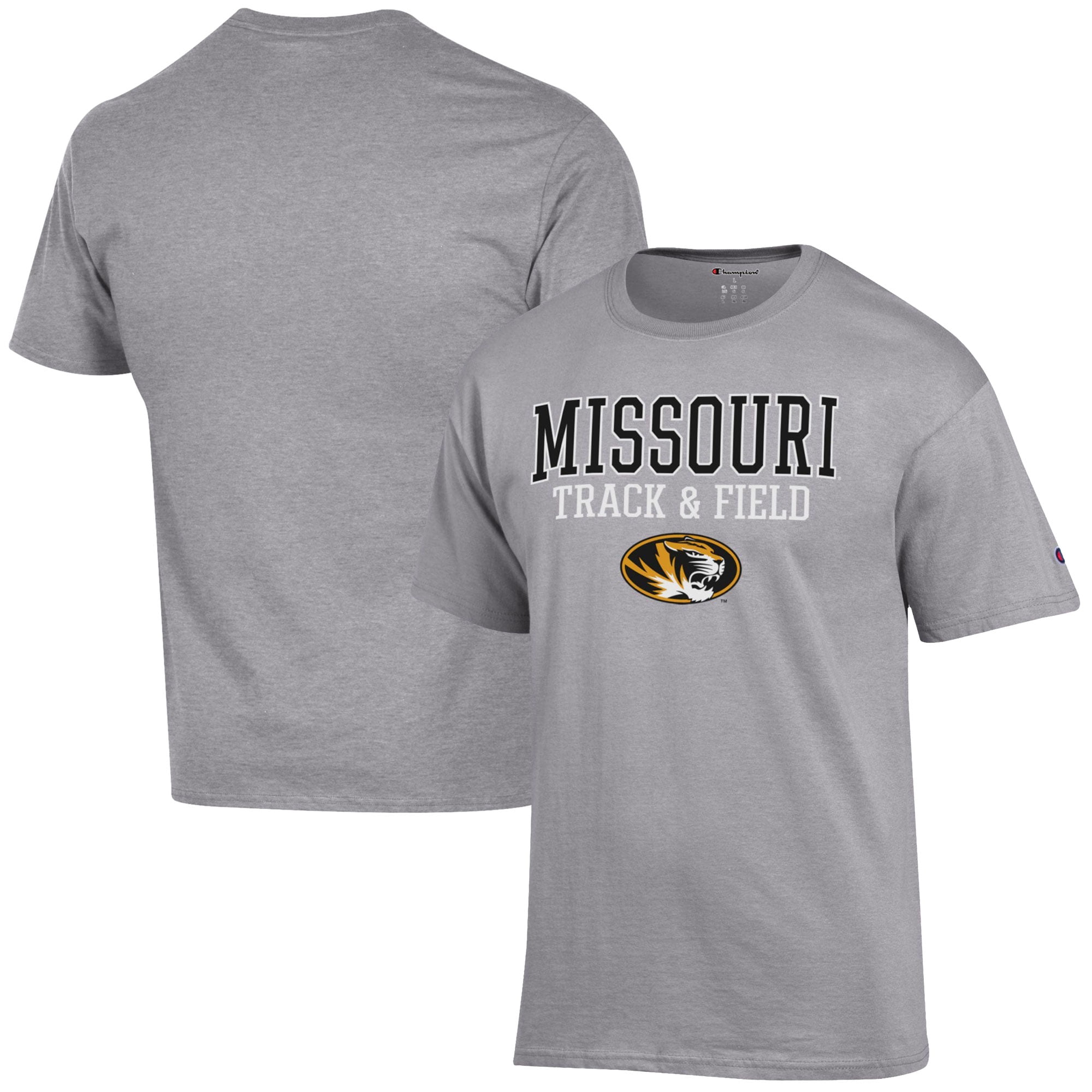 Men's Champion  Gray Missouri Tigers Track & Field Stack T-Shirt