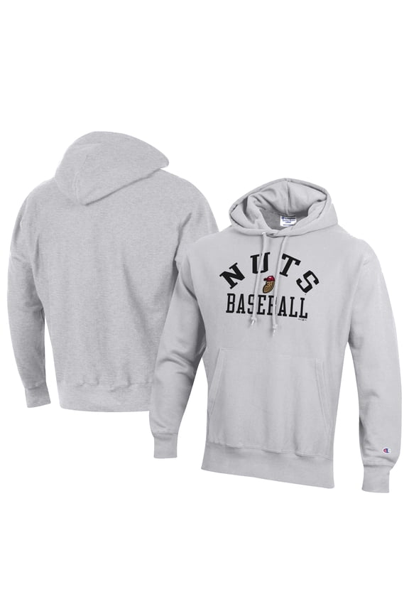 Men's Champion Gray Modesto Nuts Baseball Reverse Weave Pullover Hoodie