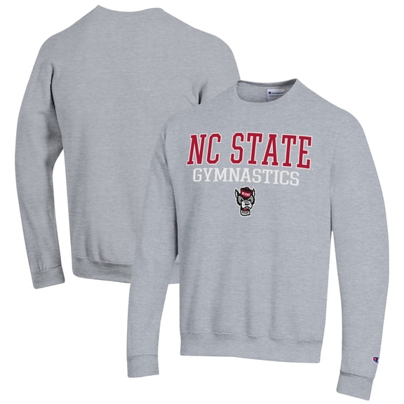 Men's Champion Gray NC State Wolfpack Gymnastics Stack Powerblend Pullover Sweatshirt