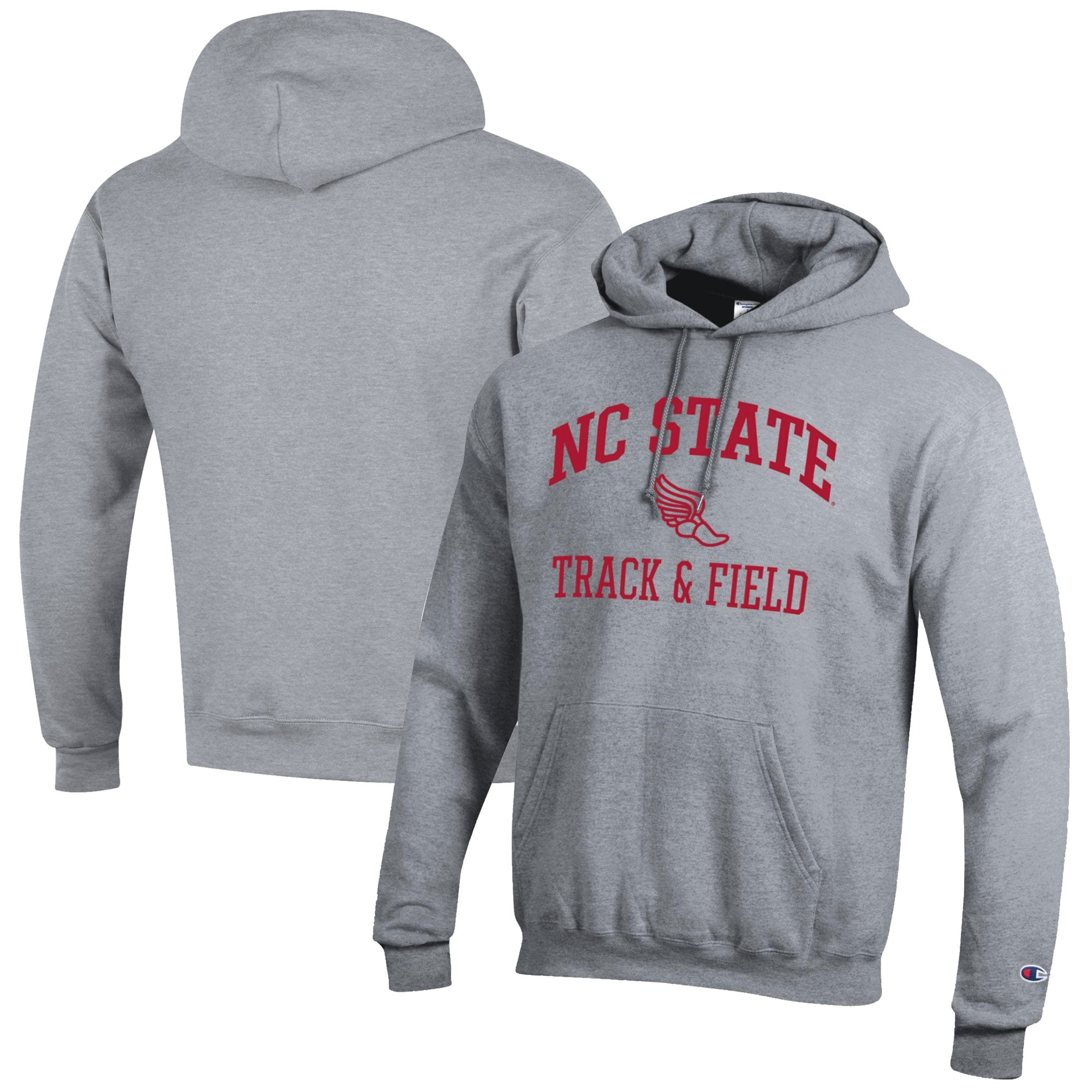 Men's Champion  Gray NC State Wolfpack Track & Field Icon Powerblend Pullover Hoodie