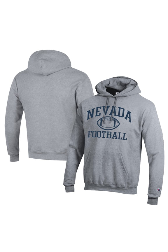 Men's Champion Gray Nevada Wolf Pack Football Eco Powerblend Pullover Hoodie