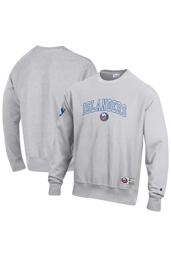 Men's Champion Gray New York Islanders Reverse Weave Fleece Sweatshirt