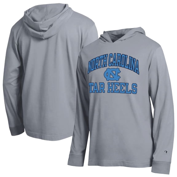 Men's Champion Heather Gray North Carolina Tar Heels High Motor All-Star Long Sleeve Hooded T-Shirt