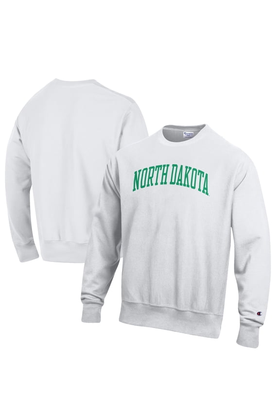 Men's Champion Gray North Dakota Reverse Weave Fleece Crewneck Sweatshirt