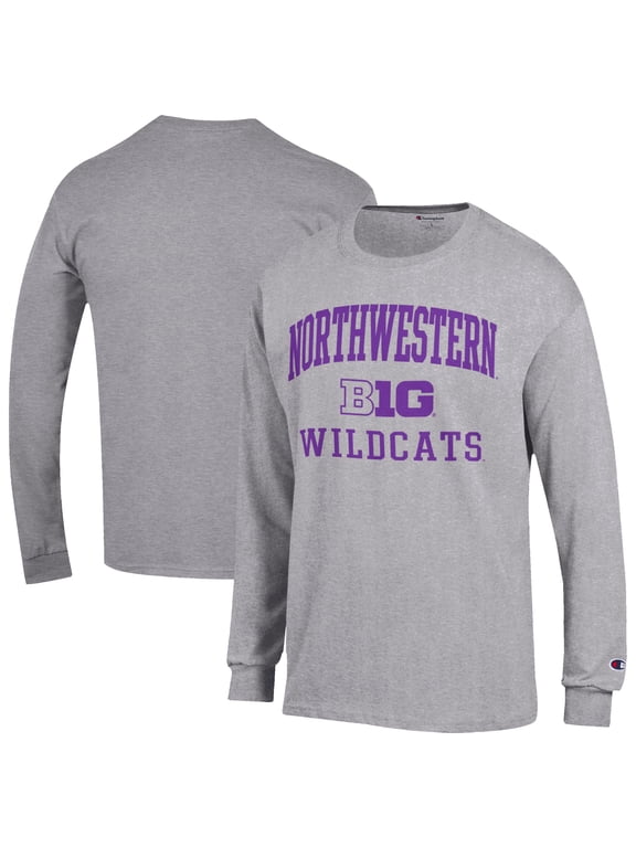 Men's Champion Gray Northwestern Wildcats Big Ten Long Sleeve T-Shirt