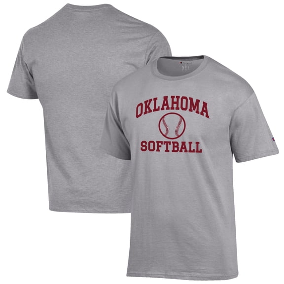 Men's Champion Gray Oklahoma Sooners Softball Icon T-Shirt