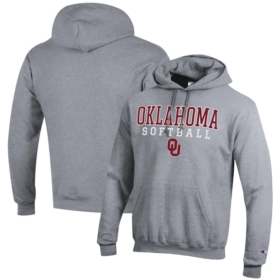 Men's Champion Gray Oklahoma Sooners Softball Stack Pullover Hoodie