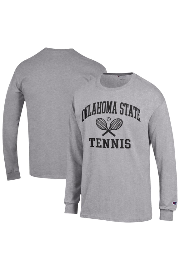Men's-Champion Gray Oklahoma State Cowboys Tennis Icon Long Sleeve T-Shirt