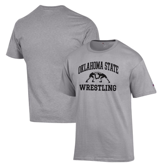 Men's Champion Gray Oklahoma State Cowboys Wrestling Icon T-Shirt