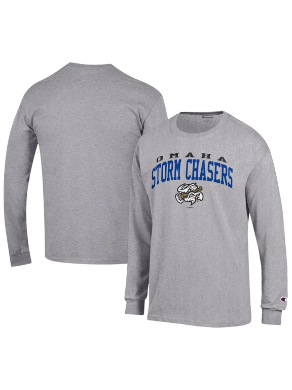 Men's Champion Gray Omaha Storm Chasers Jersey Long Sleeve T-Shirt