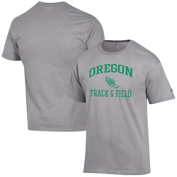 Men's Champion  Gray Oregon Ducks Track & Field Icon T-Shirt