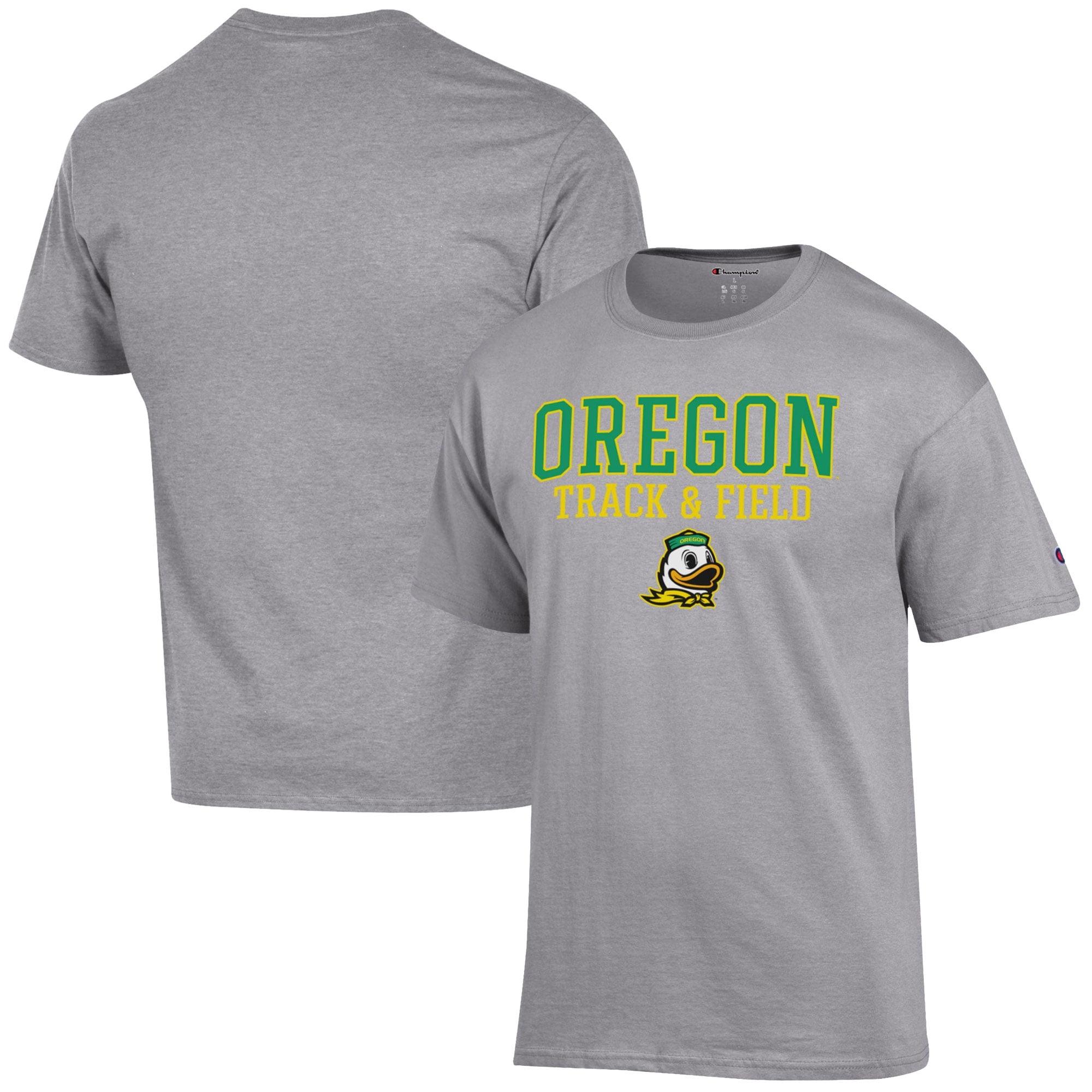 Men's Champion  Gray Oregon Ducks Track & Field Stack T-Shirt
