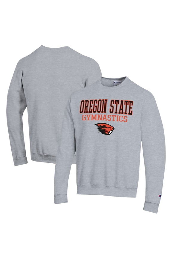 Men's Champion  Gray Oregon State Beavers Gymnastics Stack Powerblend Pullover Sweatshirt