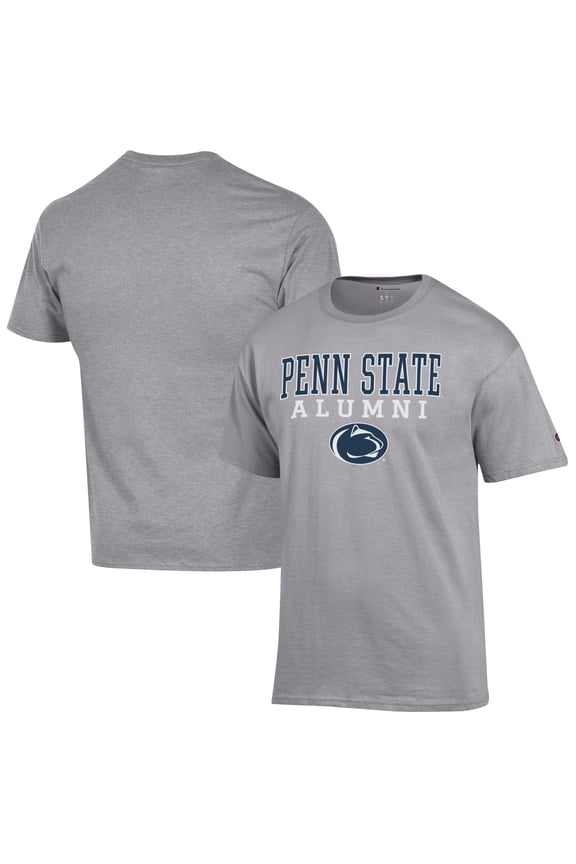 Men's Champion Gray Penn State Nittany Lions Alumni Logo Stack T-Shirt