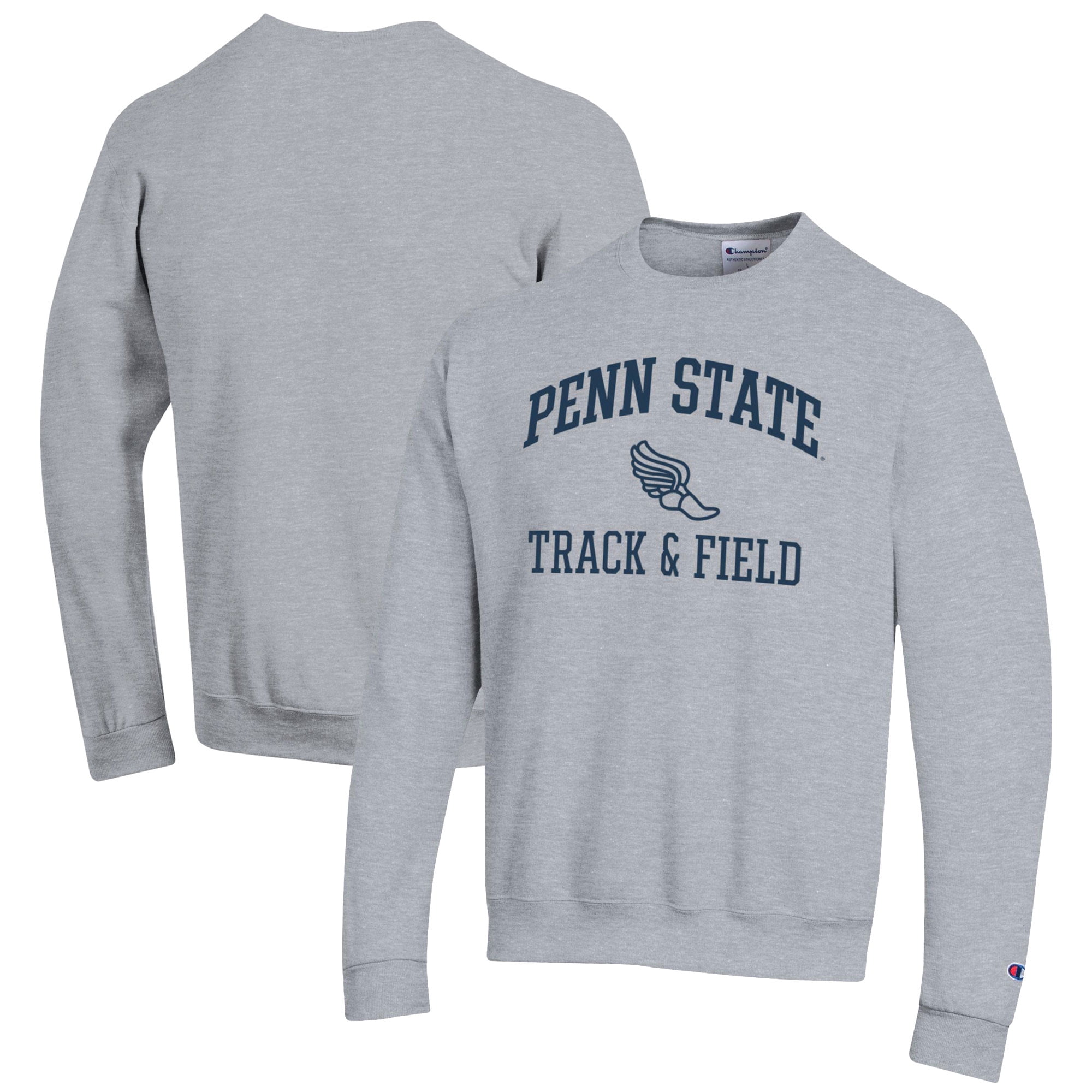 Men's Champion  Gray Penn State Nittany Lions Track & Field Icon Powerblend Pullover Sweatshirt