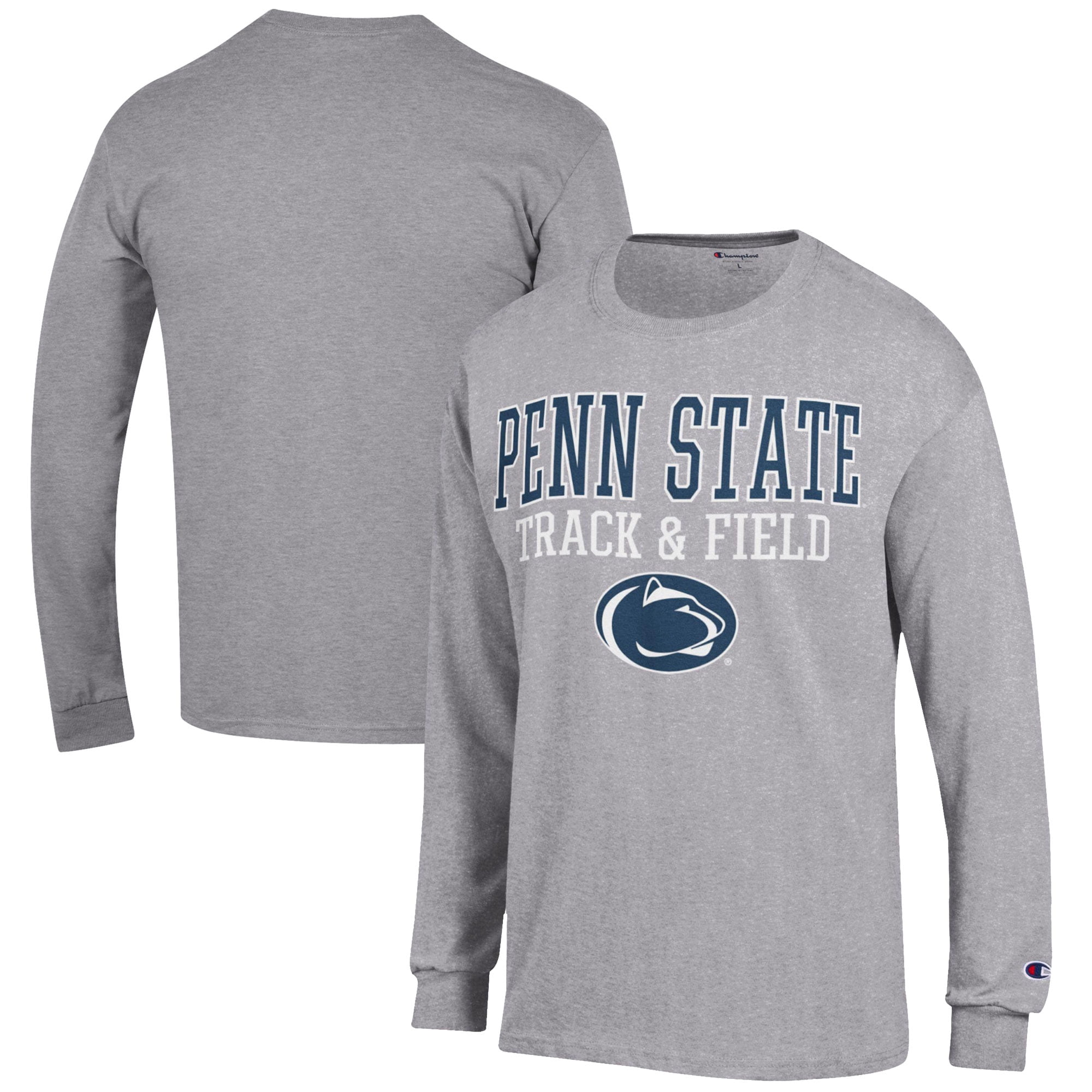 Men's Champion  Gray Penn State Nittany Lions Track & Field Stack Long Sleeve T-Shirt