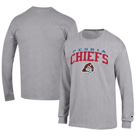 Men's Champion Gray Peoria Chiefs Jersey Long Sleeve T-Shirt