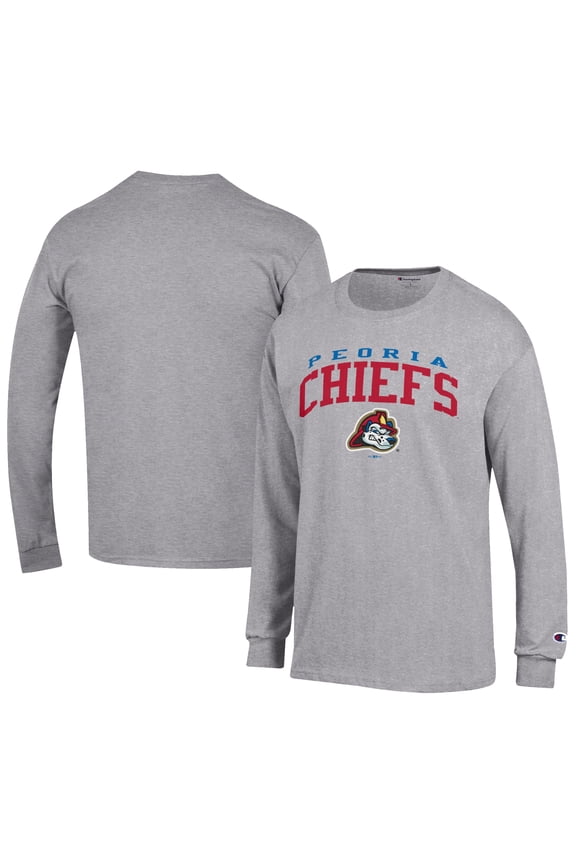 Men's Champion Gray Peoria Chiefs Jersey Long Sleeve T-Shirt