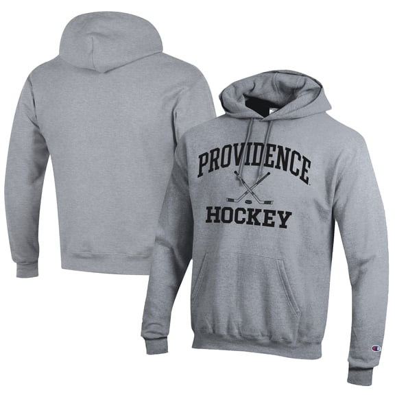 Men's Champion  Gray Providence Friars Icon Logo Hockey Eco Powerblend Pullover Hoodie