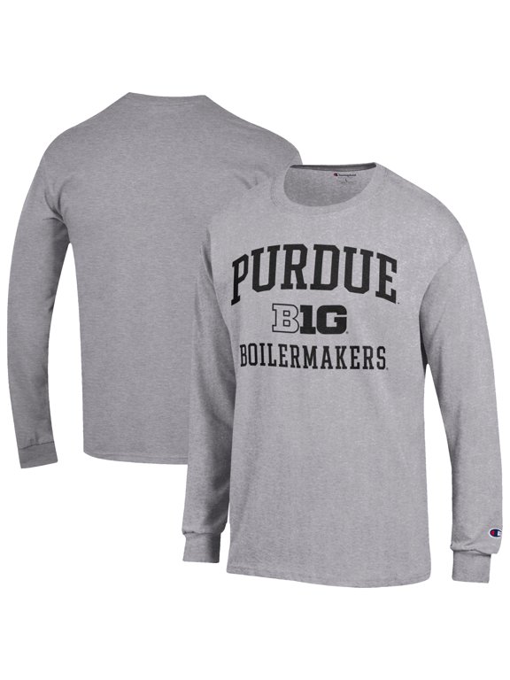 Men's Champion Gray Purdue Boilermakers Big Ten Long Sleeve T-Shirt