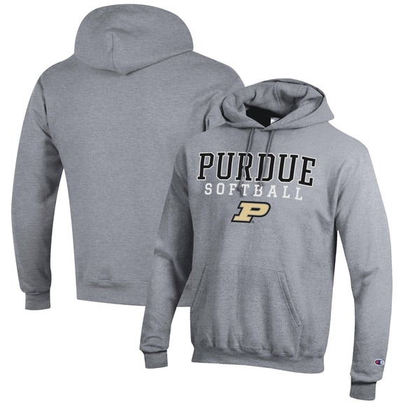 Men's Champion Gray Purdue Boilermakers Softball Stack Pullover Hoodie