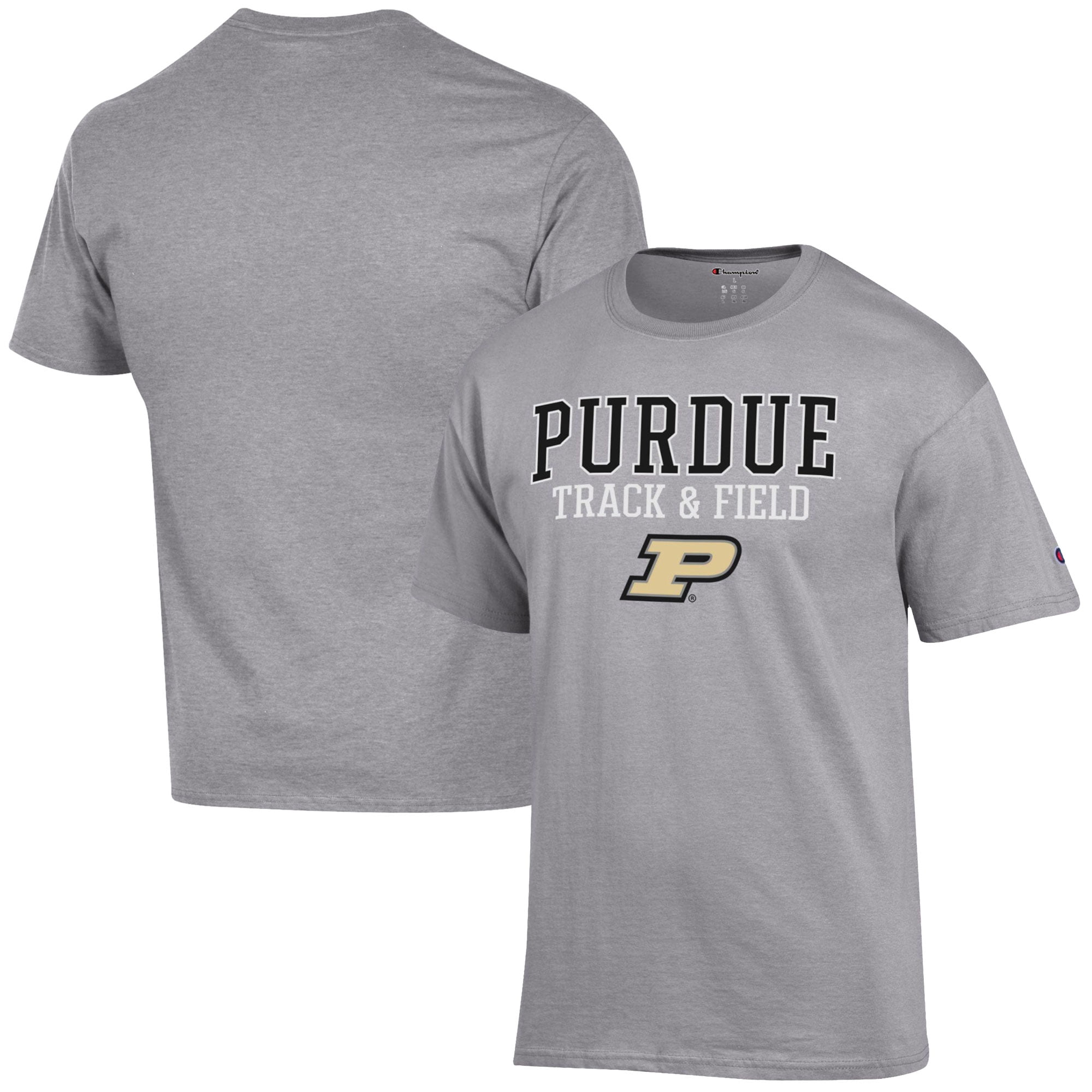 Men's Champion  Gray Purdue Boilermakers Track & Field Stack T-Shirt