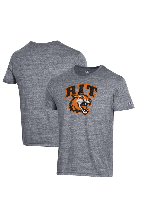 Men's Champion Gray Rochester Institute of Technology Tigers Ultimate Tri-Blend T-Shirt