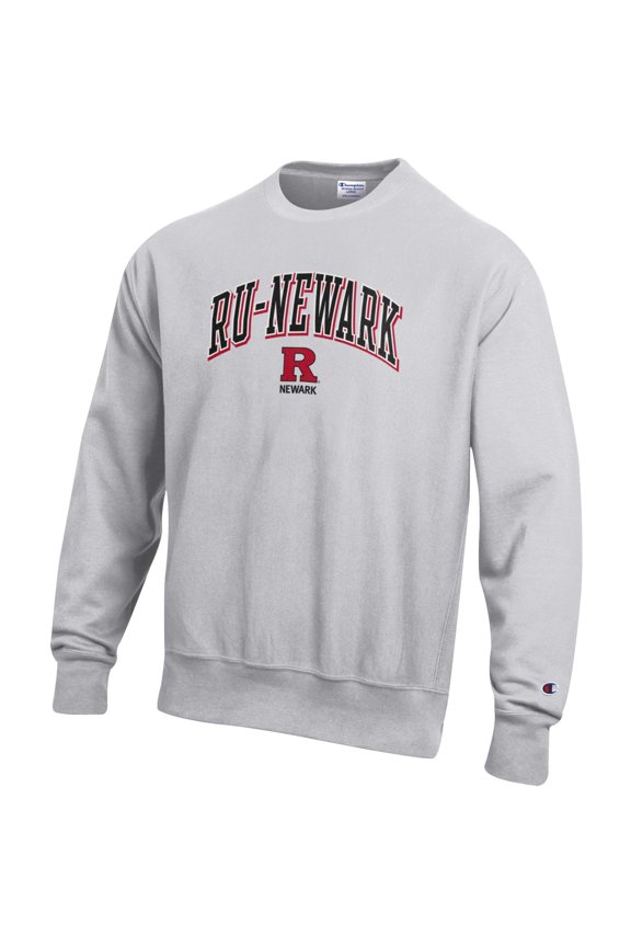 Men's Champion Gray Rutgers Newark Scarlet Raiders Arch Logo Reverse Weave Crew