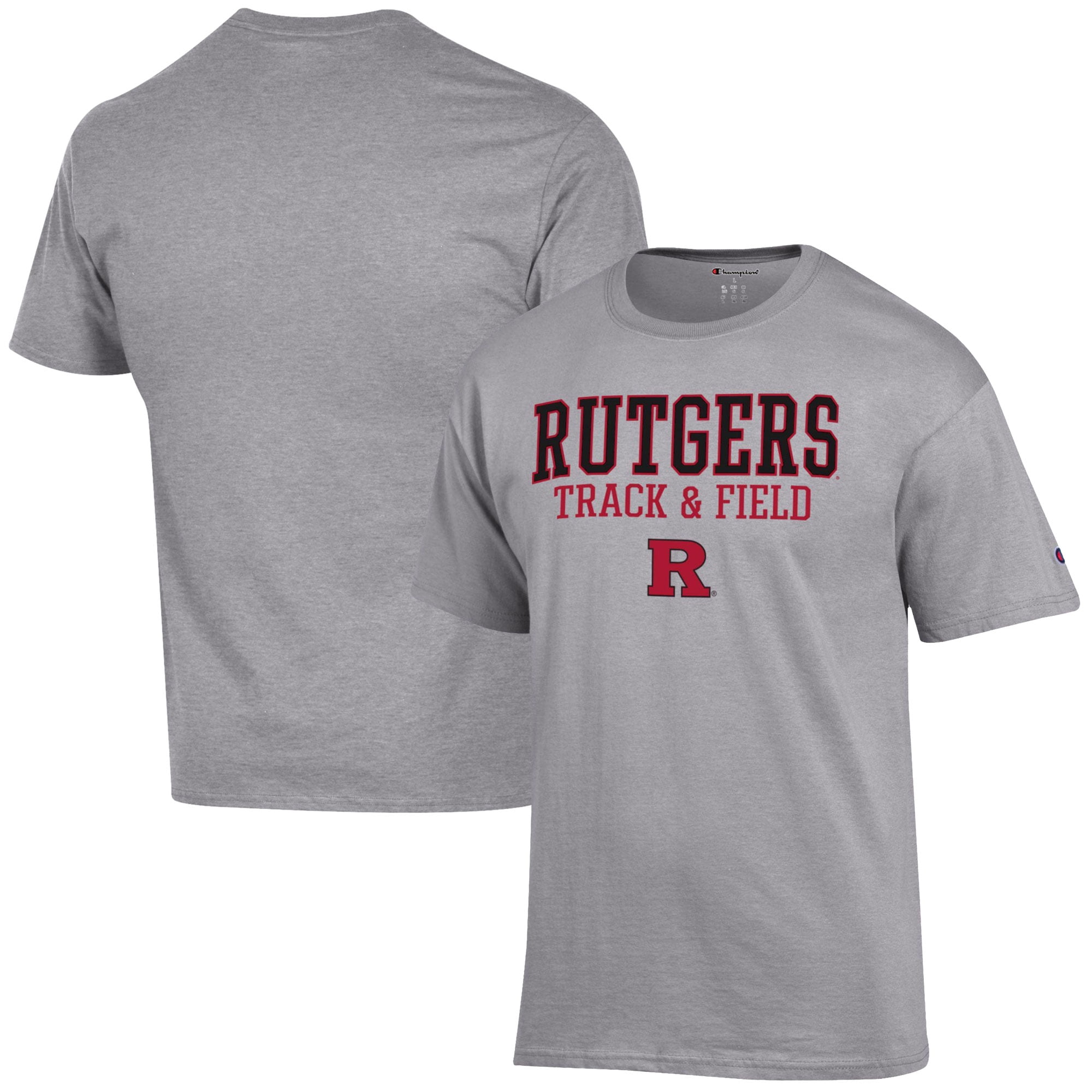 Men's Champion  Gray Rutgers Scarlet Knights Track & Field Stack T-Shirt