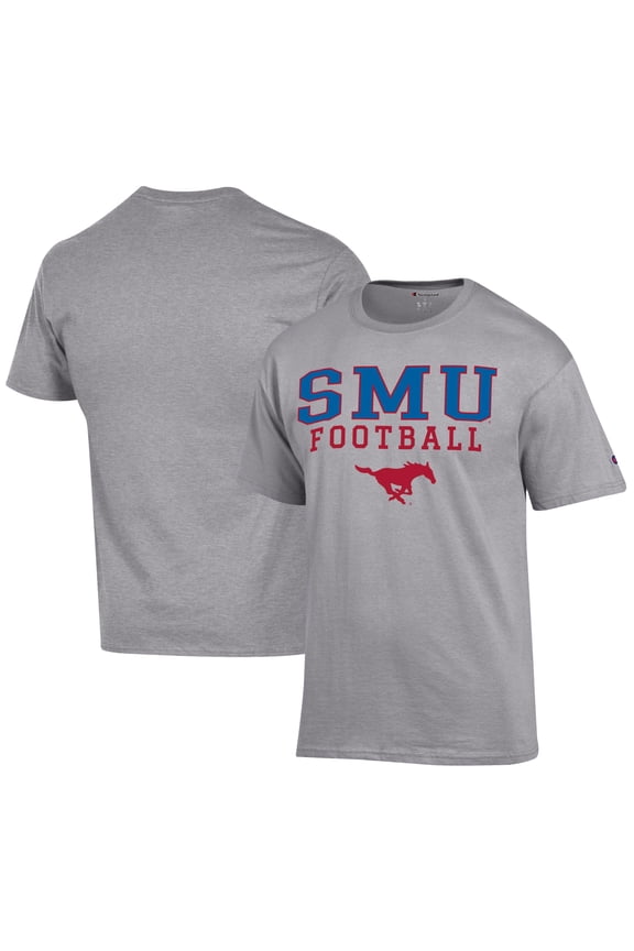 Men's Champion Gray SMU Mustangs Football Jersey T-Shirt