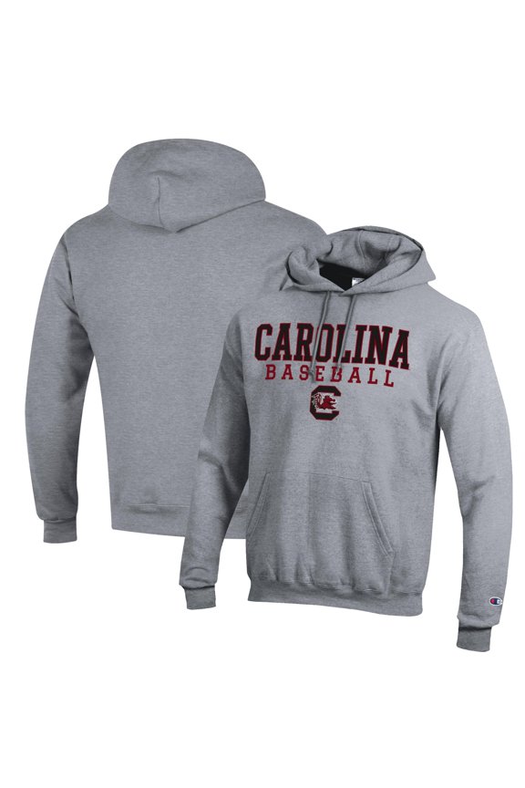 Men's Champion Gray South Carolina Gamecocks Baseball Stack Pullover Hoodie