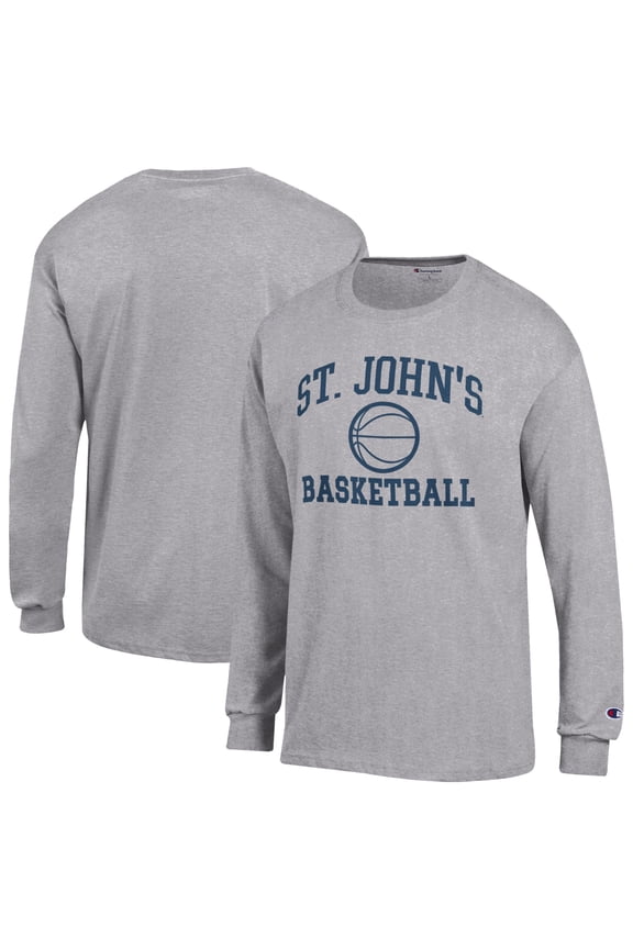 Men's Champion Gray St. John's Red Storm Jersey Long Sleeve T-Shirt