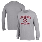 Mens Champion Gray Stanford Cardinal Soccer Icon Long Sleeve T-Shirt