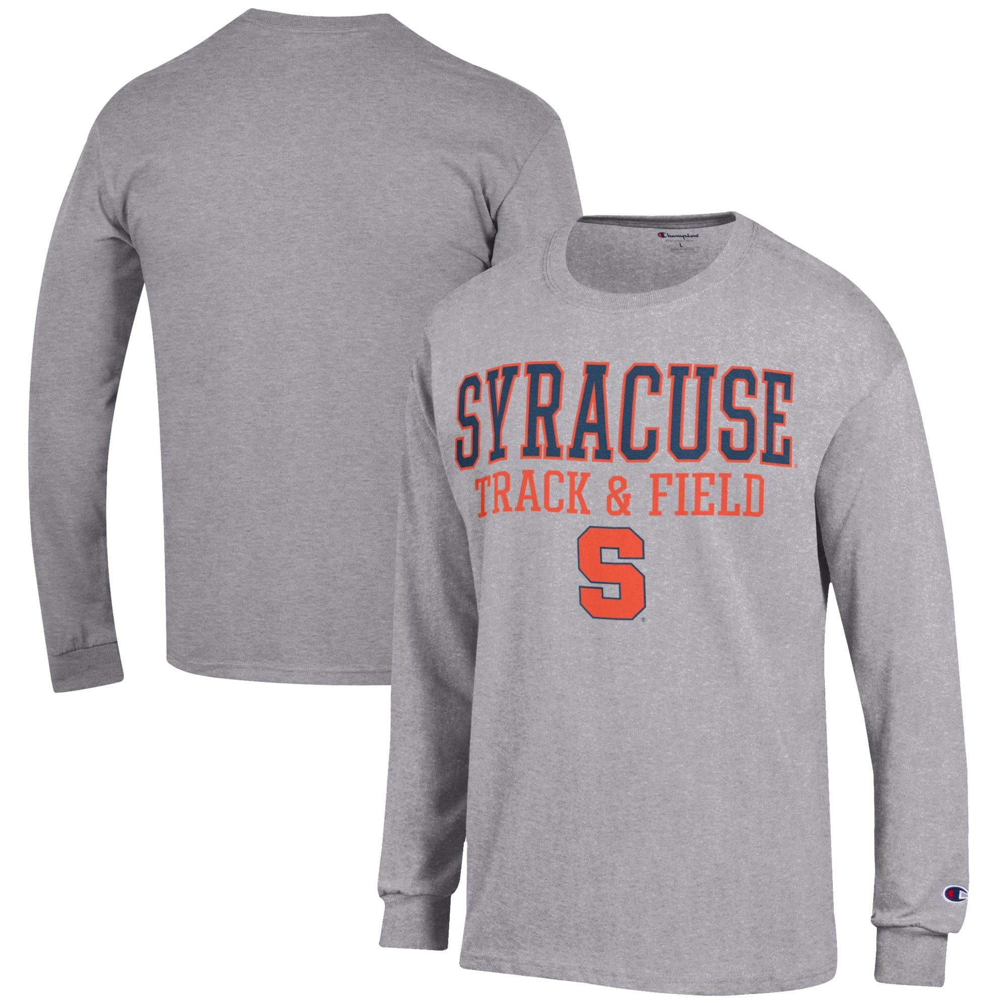 Men's Champion  Gray Syracuse Orange Track & Field Stack Long Sleeve T-Shirt