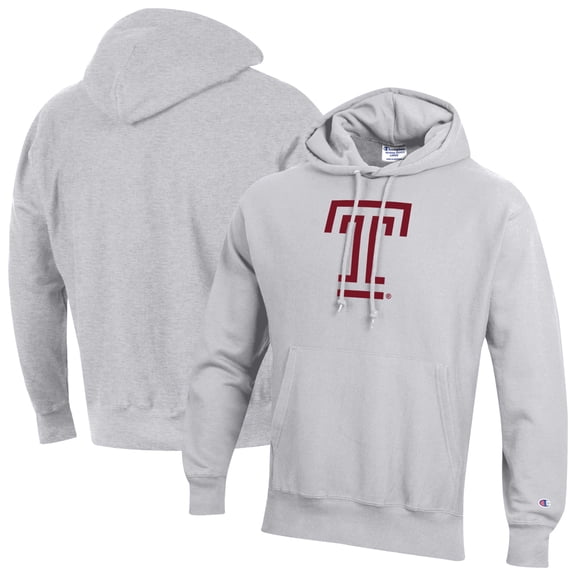 Men's Champion Gray Temple Owls Reverse Weave Hoodie
