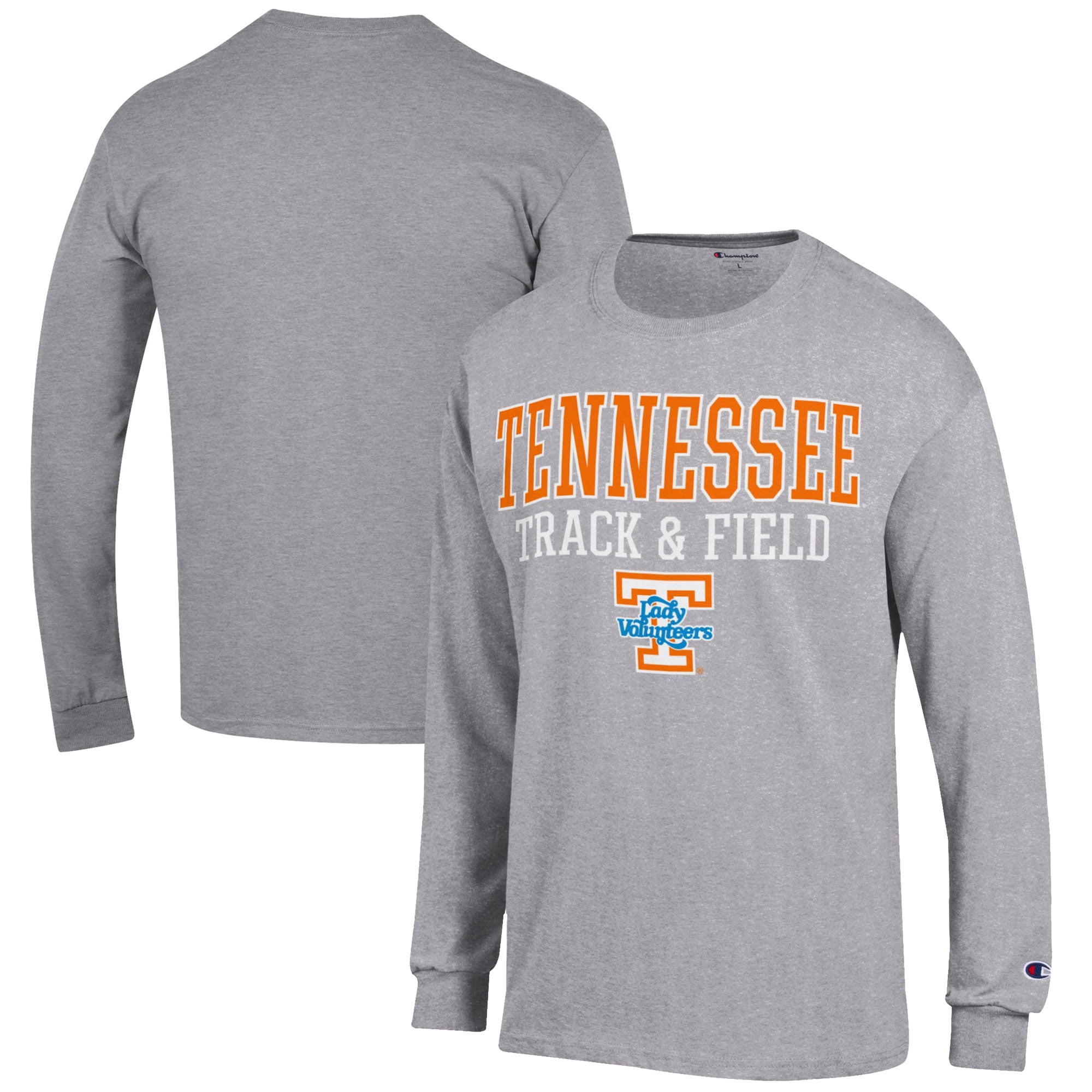 Men's Champion  Gray Tennessee Lady Vols Track & Field Stack Long Sleeve T-Shirt