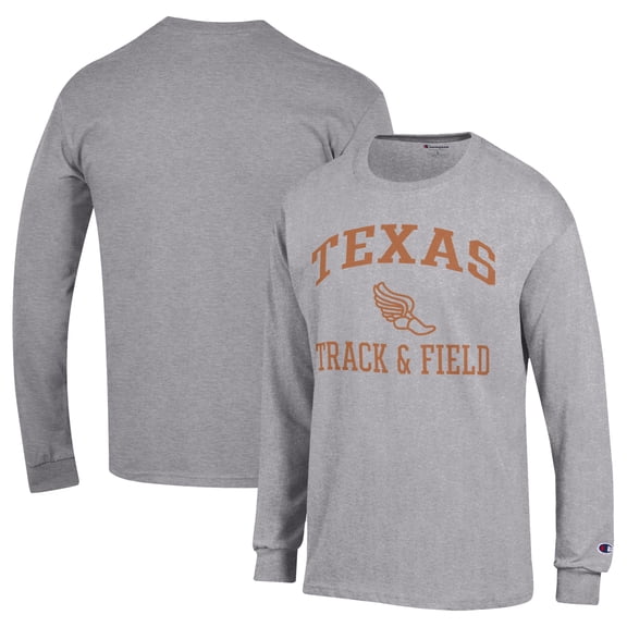 Men's Champion  Gray Texas Longhorns Icon Track & Field Long Sleeve T-Shirt
