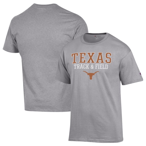 Men's Champion Gray Texas Longhorns Track & Field Stack Logo T-Shirt