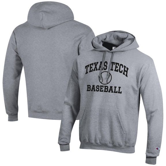 Men's Champion  Gray Texas Tech Red Raiders Baseball Icon Powerblend Pullover Hoodie