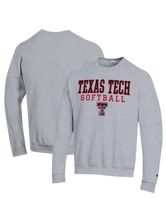 Men's Champion Gray Texas Tech Red Raiders Softball Stack Pullover Crewneck Sweatshirt