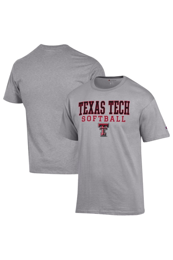 Men's Champion Gray Texas Tech Red Raiders Softball Stack T-Shirt