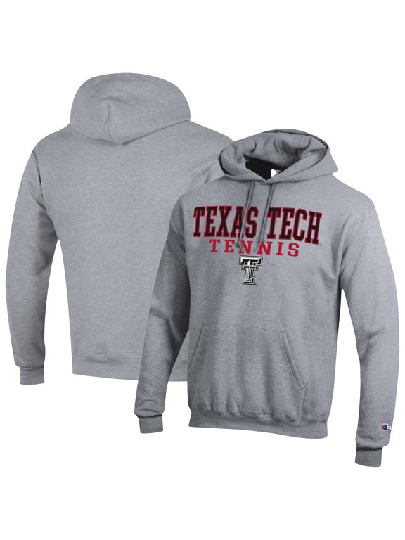 Men's-Champion Gray Texas Tech Red Raiders Tennis Stacked Powerblend Pullover Hoodie