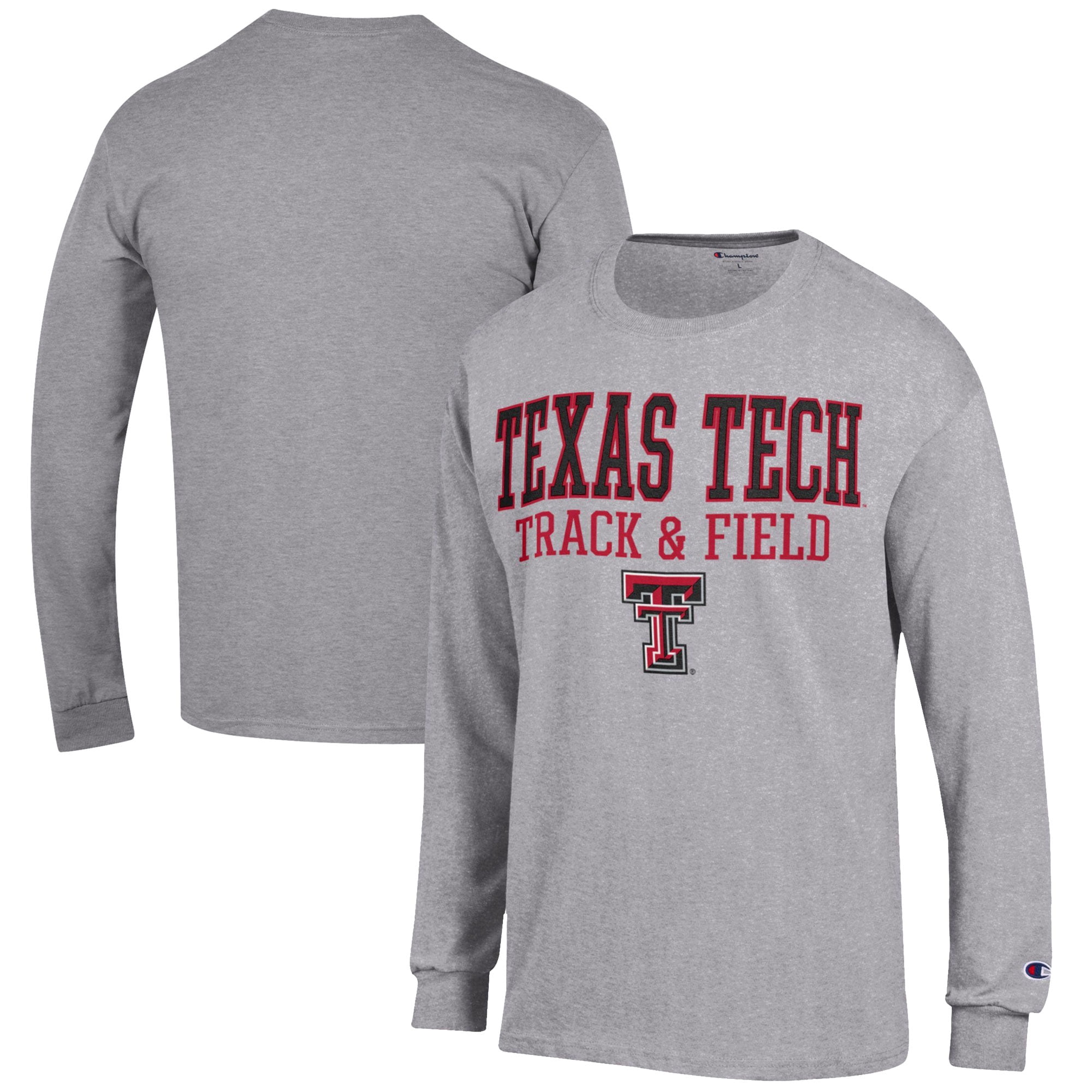 Men's Champion  Gray Texas Tech Red Raiders Track & Field Stack Long Sleeve T-Shirt