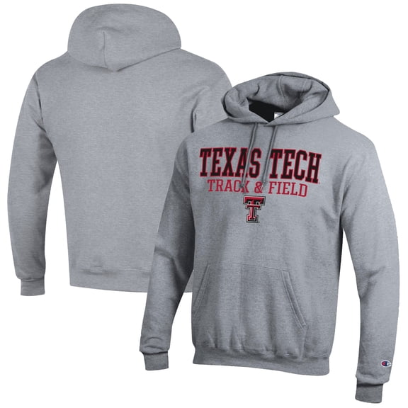 Men's Champion  Gray Texas Tech Red Raiders Track & Field Stack Powerblend Pullover Hoodie