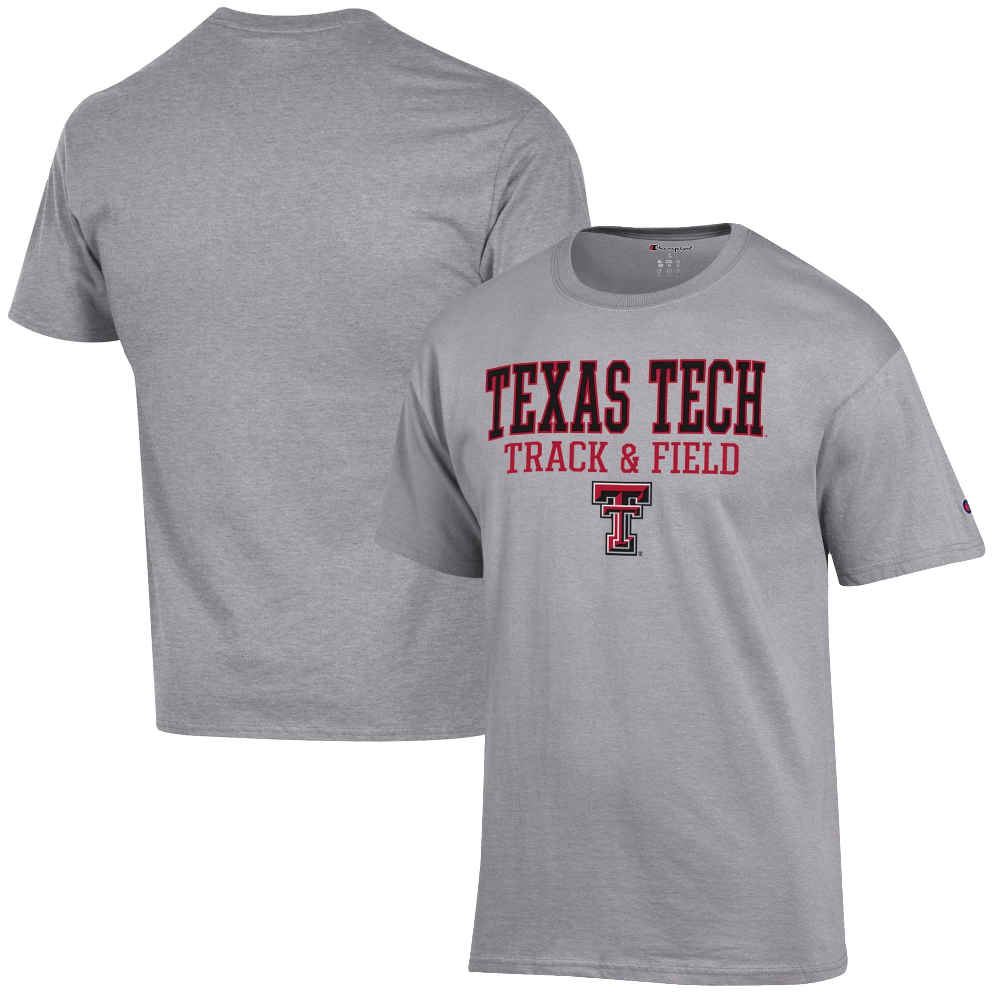 Men's Champion  Gray Texas Tech Red Raiders Track & Field Stack T-Shirt