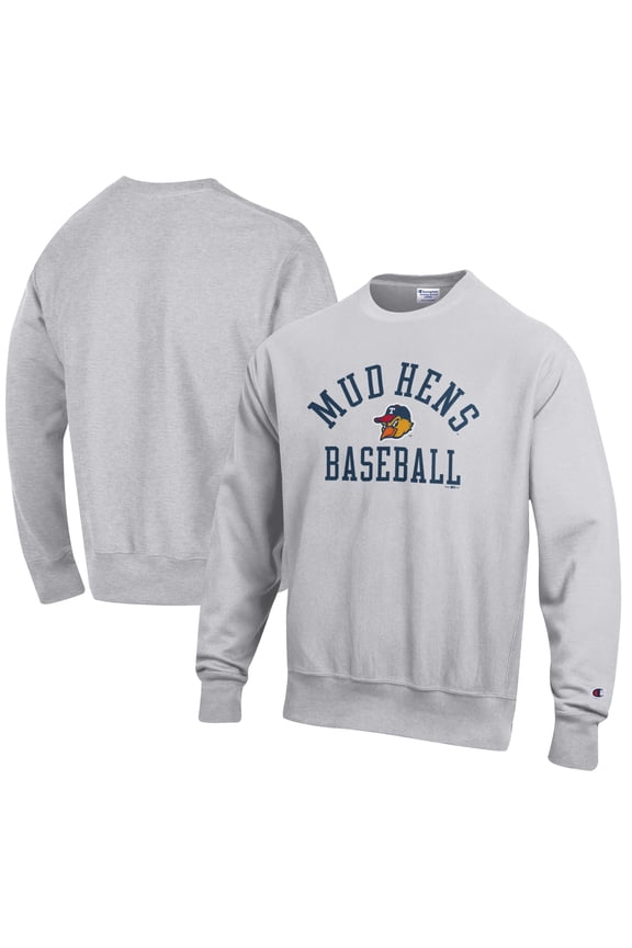 Men's Champion Gray Toledo Mud Hens Baseball Reverse Weave Pullover Sweatshirt