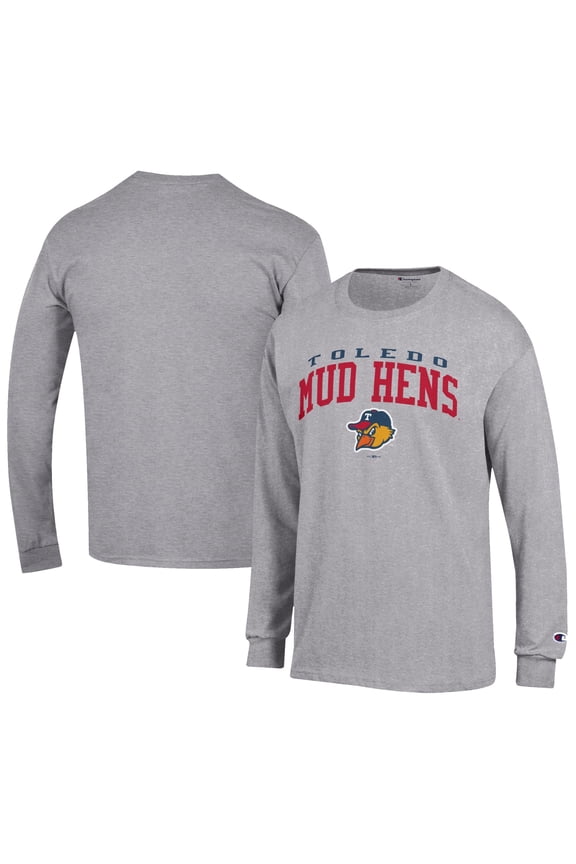 Men's Champion Gray Toledo Mud Hens Jersey Long Sleeve T-Shirt